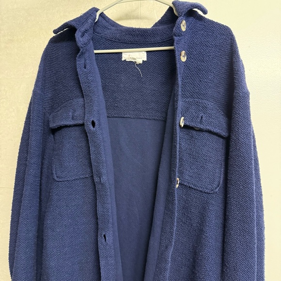 ANTHROPOLOGIE Cotton Knit Shacket Women's Size S Navy - Picture 3 of 7